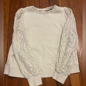 Boden white eyelit sweatshirt